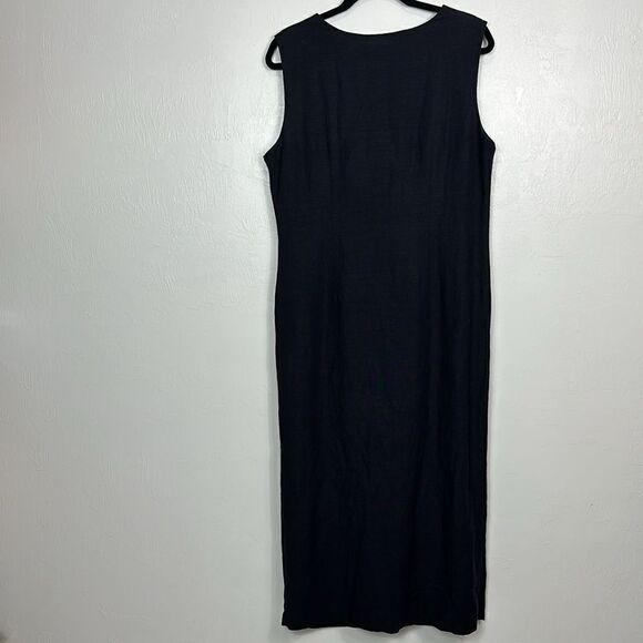 For Pete’s Sake Linen Blend Black Button Front Sleeveless Dress Size 14 - Picture 4 of 9
